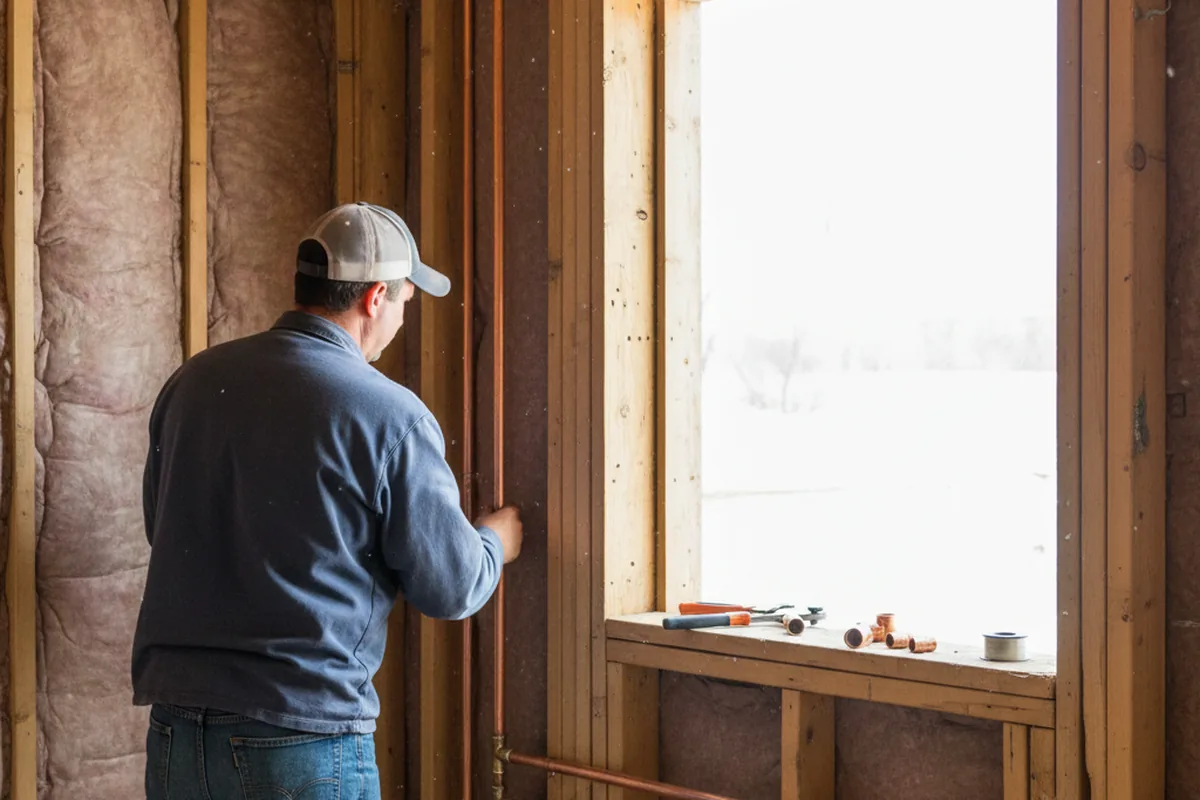 Licensed plumber running new copper supply lines in a South Vienna home
