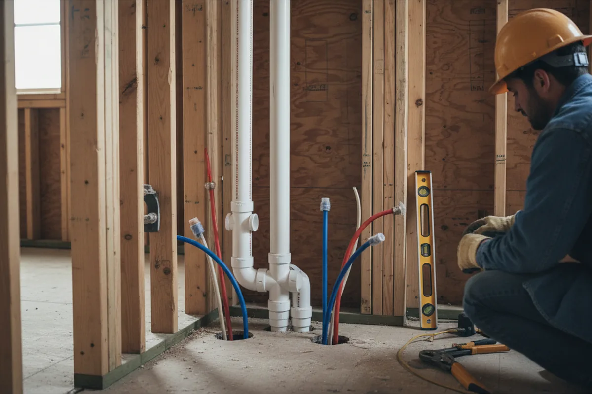 Drain and supply rough-in during Sump Pump Repair in South Vienna
